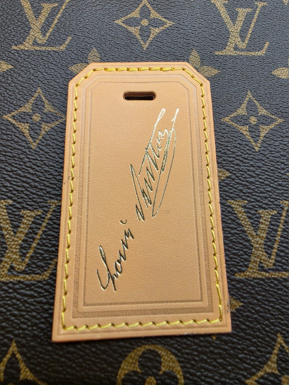 Louis Vuitton Tan and Yellow Monogram Luggage Tag,name Tag.....